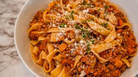 The Best Slow Cooker Bolognese Sauce Recipe with Tagliatelle Pasta