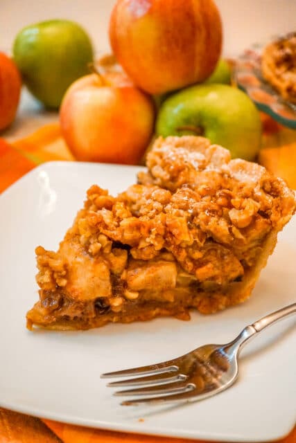 Caramel Apple Walnut Pie with a Streusel Topping