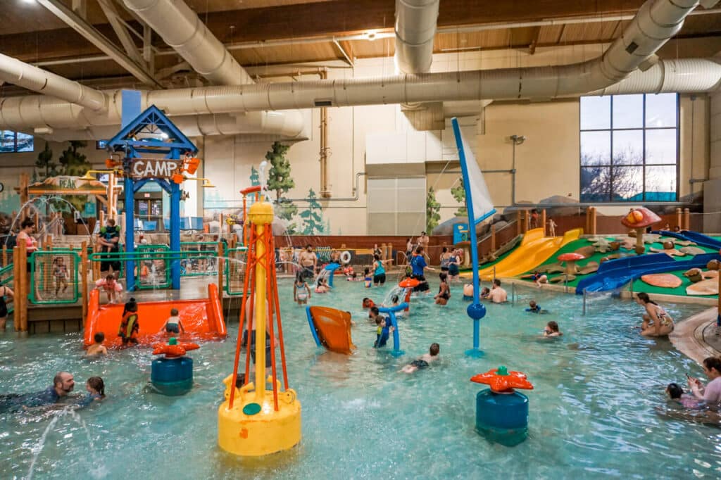 Great Wolf Camp Pool in Grapevine, Texas. An epic indoor aquatic playground in Dallas with slides, water blasters, and more. 