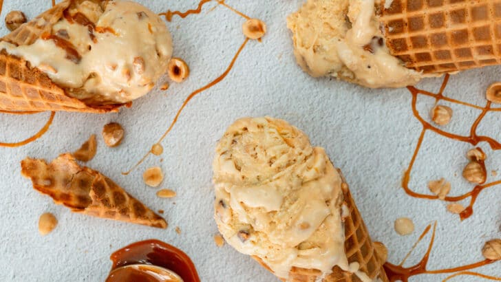 Homemade Hazelnut Salted Caramel Ice Cream