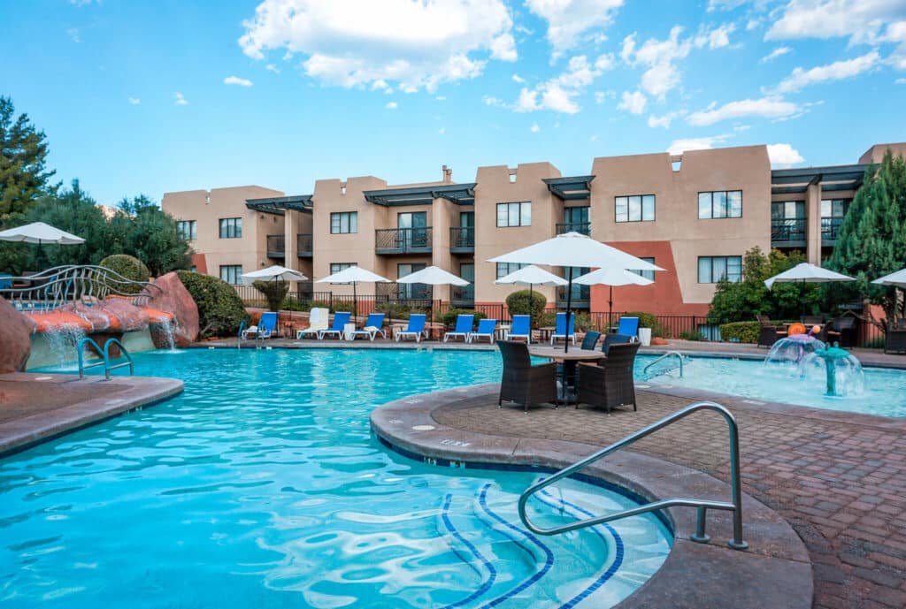 Resort pool at Hilton Sedona Resort at Bell Rock—one of the best places to stay in Sedona, especially for families. 