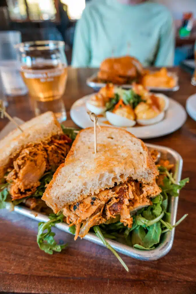 A beer-braised turkey sandwich at Sedona Beer Company.