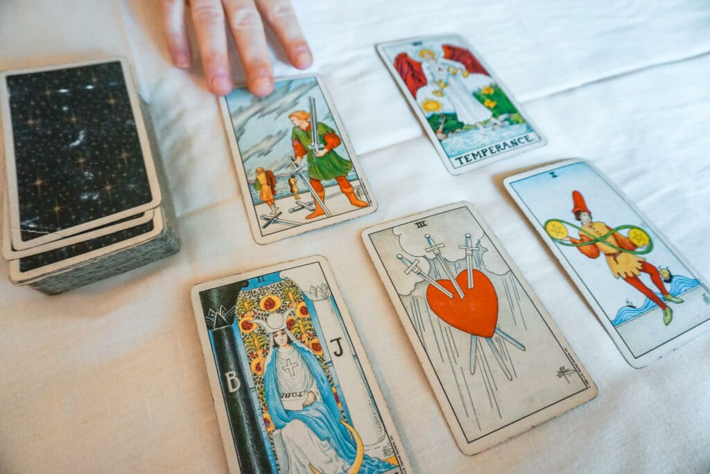 A tarot reading of five cards at Sedona Healing Arts.