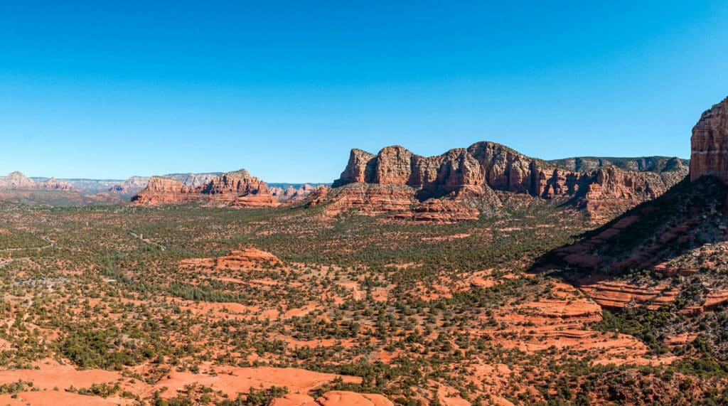 Panoramic views of the Sedona landscape from the summit of Bell Rock. 